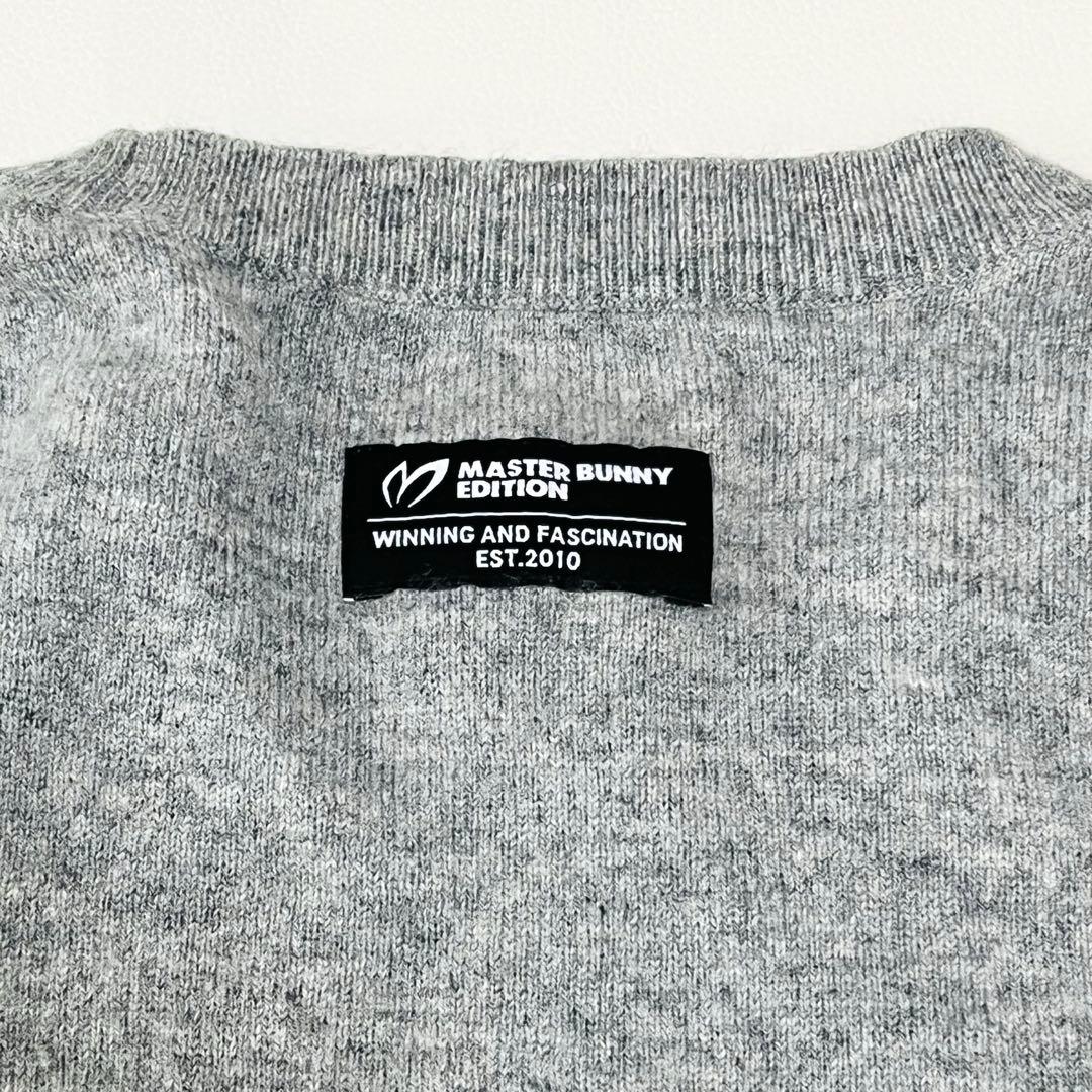マスターバニーエディション カシミヤ100% 刺繍 クルーネック ニット グレー