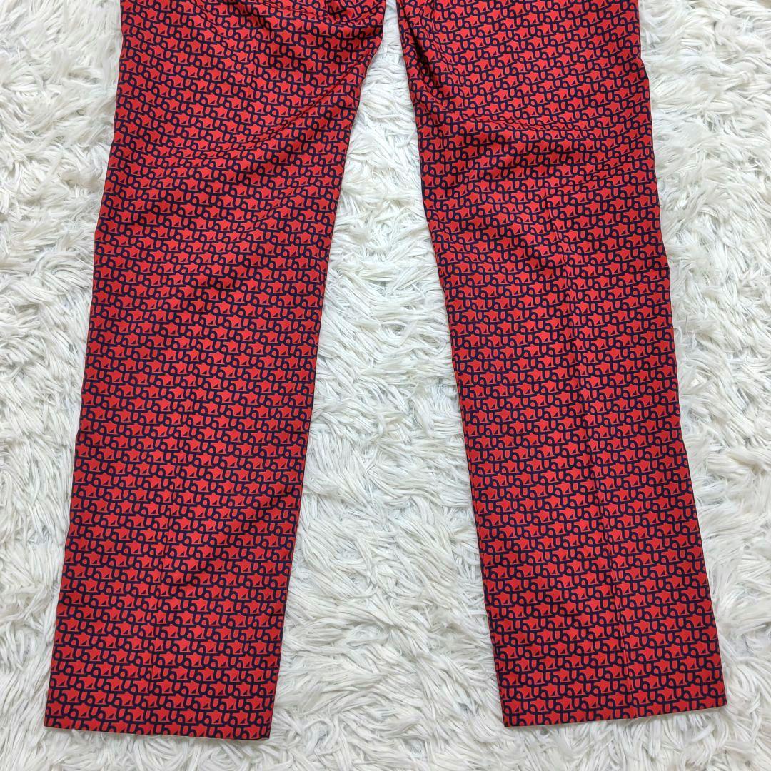 【美品】アンパスィ パンツ 総柄 ストレッチ レッド ネイビー メンズ 76