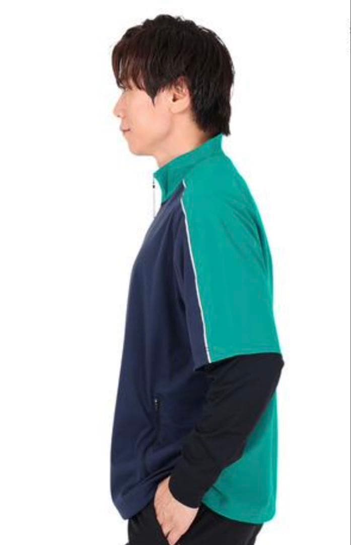 J.LINDEBERG 防風 半袖ハーフジップ46(L相当) ブルー　新品