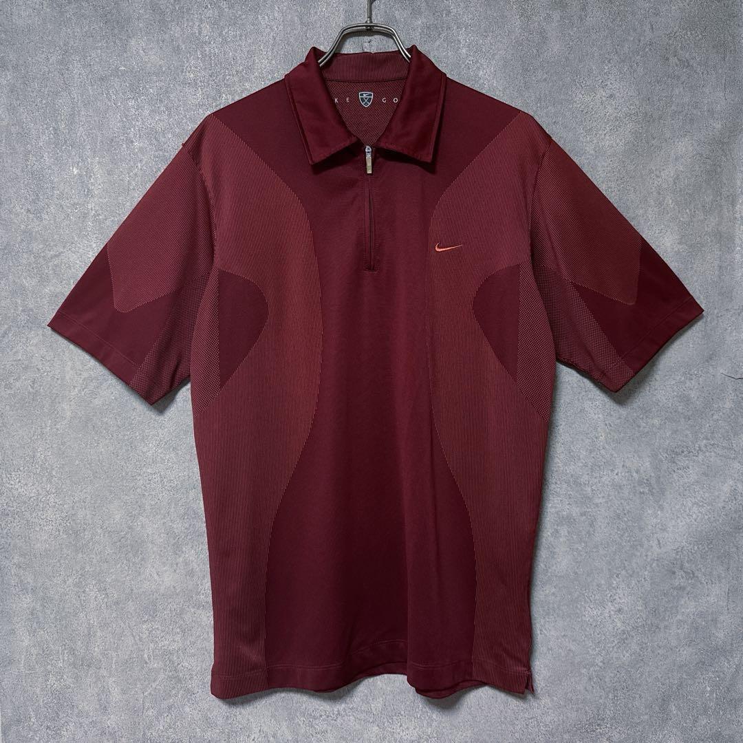 NIKE GOLF ナイキゴルフ デザイン ハーフジップ 半袖 シャツ ボルドー