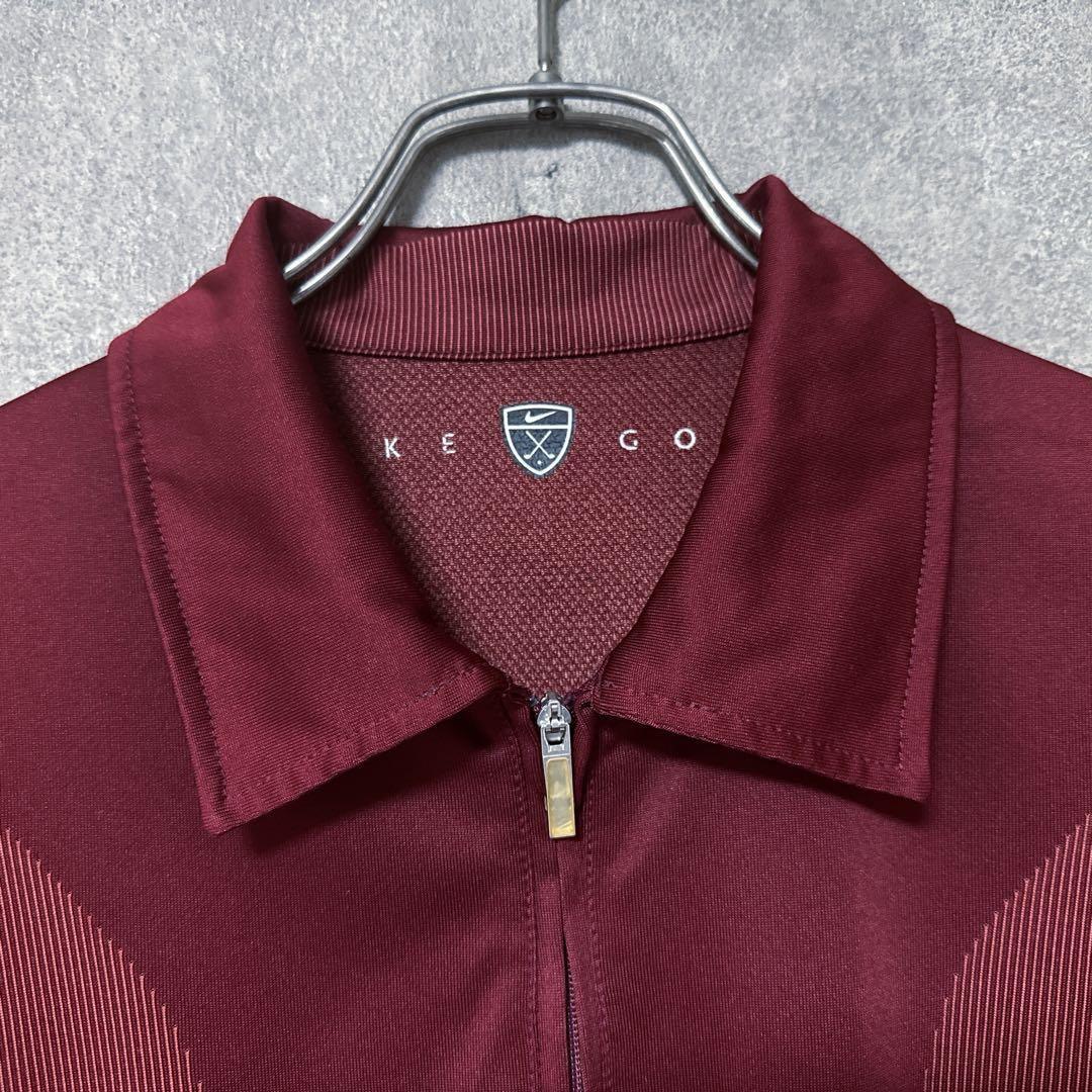 NIKE GOLF ナイキゴルフ デザイン ハーフジップ 半袖 シャツ ボルドー