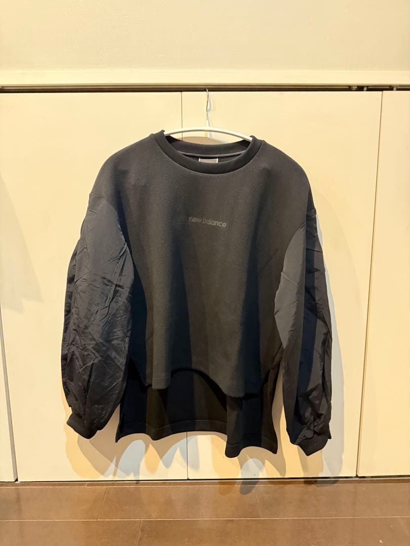 新品　ニューバランス トレーナー M ブラック 異素材切替 レディース