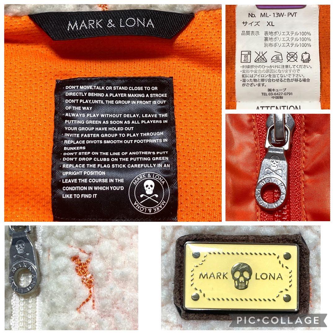 ま*ん様 MARK&LONA マークアンドロナ ボアベスト 刺繍 ガイコツ総柄