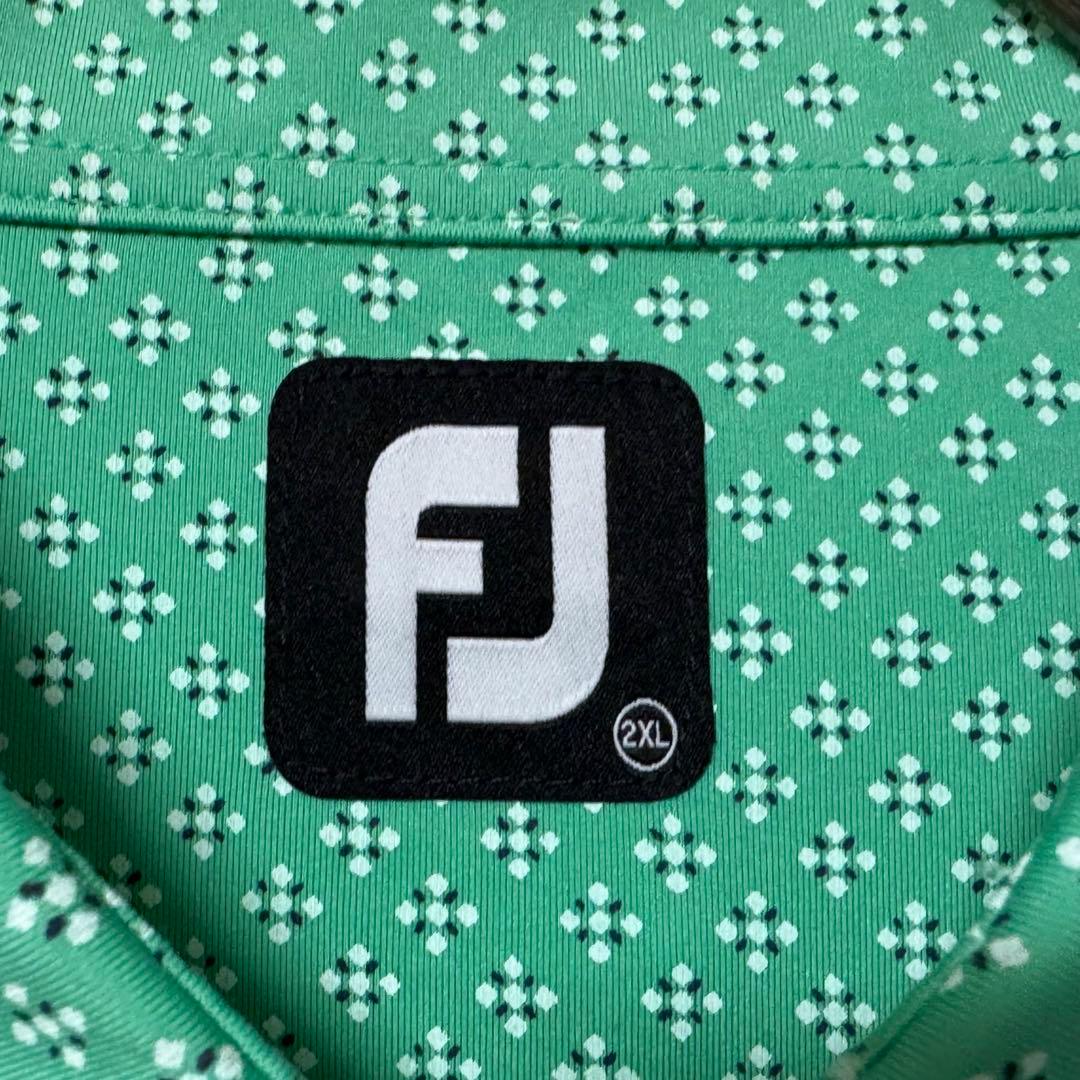 FootJoy フットジョイ 総柄 長袖 ポロシャツ ロゴ グリーン 2XL
