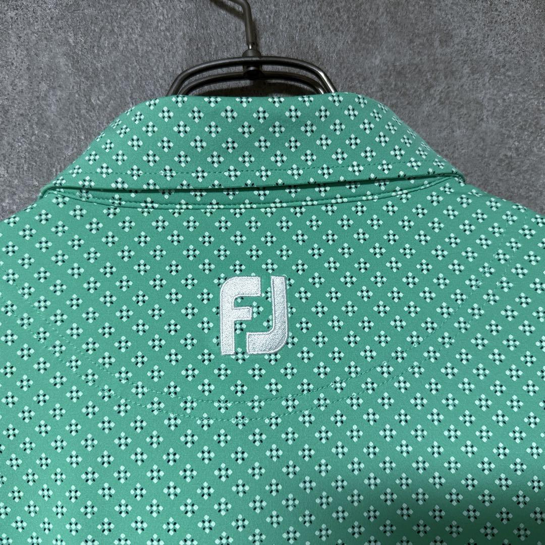 FootJoy フットジョイ 総柄 長袖 ポロシャツ ロゴ グリーン 2XL