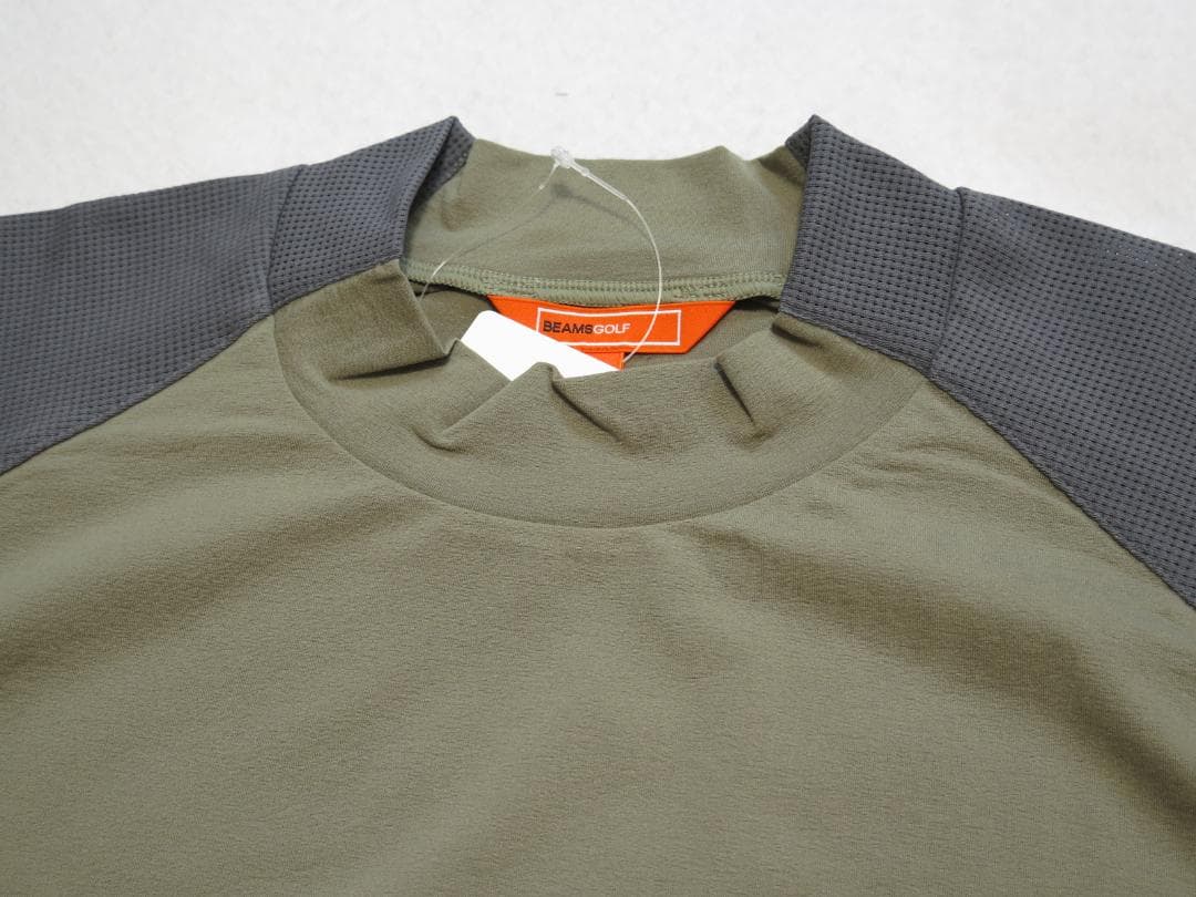 BEAMS GOLF ビームスゴルフラグラン切り替えモックネックシャツOLIVE