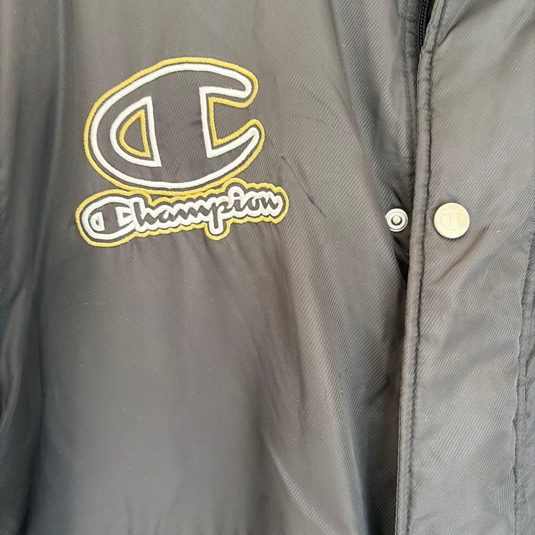 Champion ブラック ベンチコート フード付き　クリーニング済み
