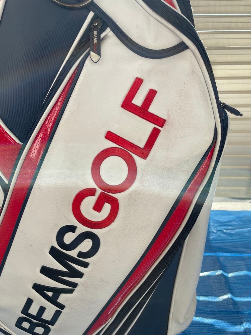 BEAMS GOLF キャディバッグ ホワイト/レッド