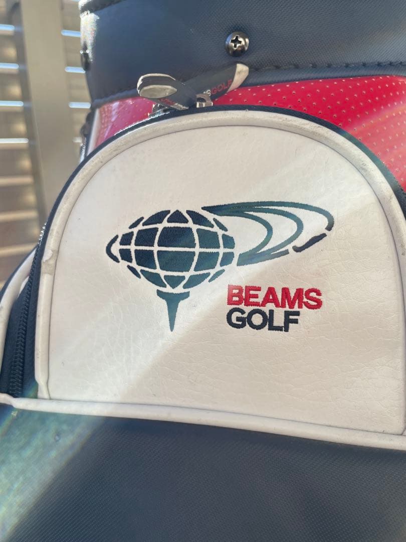 BEAMS GOLF キャディバッグ ホワイト/レッド