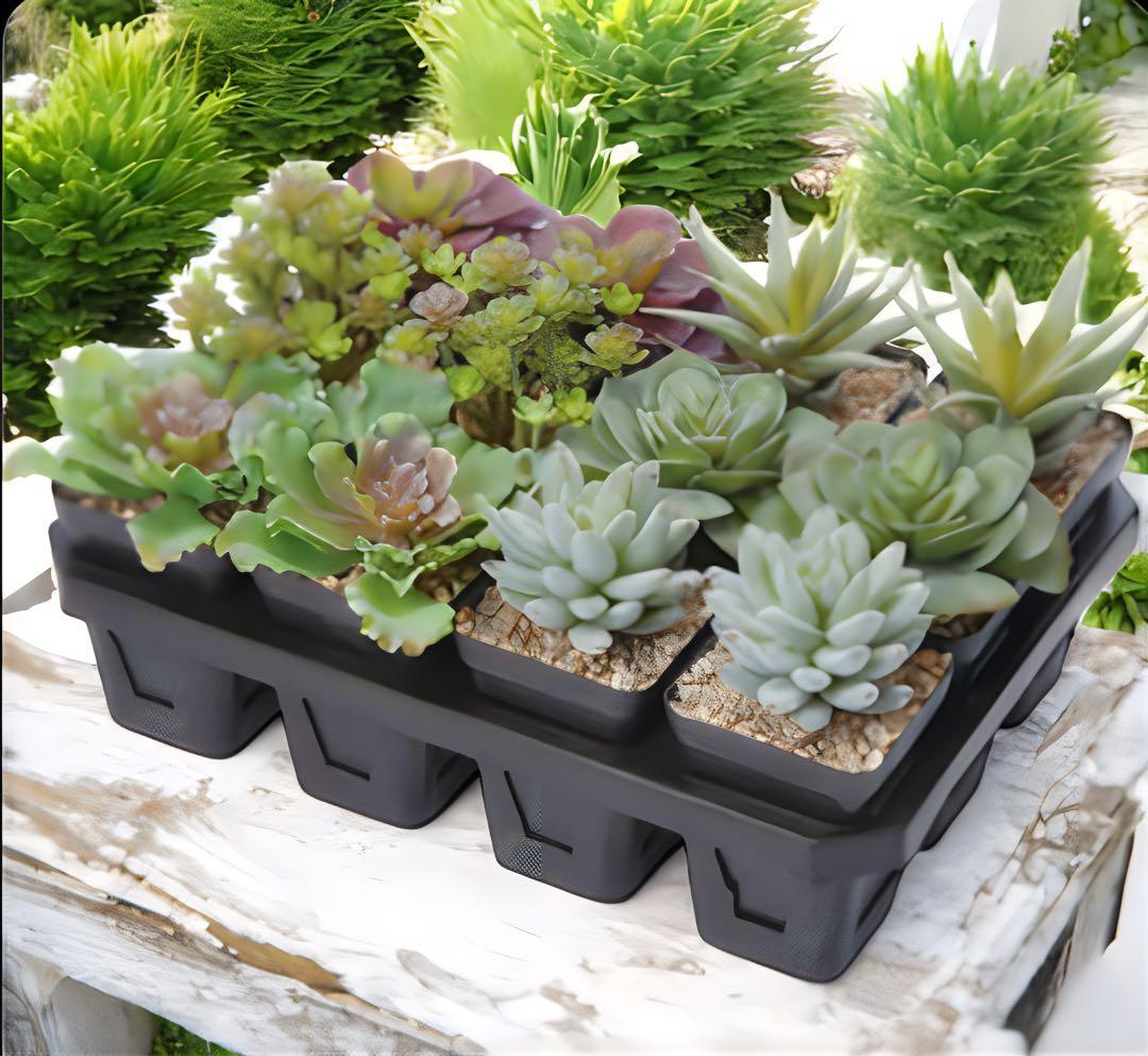 光触媒　人工観葉植物　ウォールグリーン　フェイクグリーン　多肉ポット12個セット