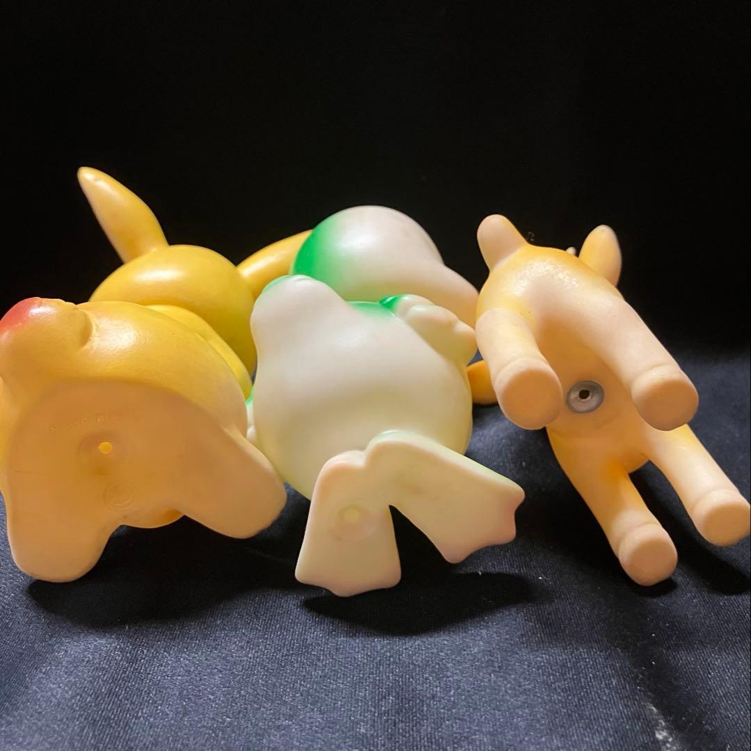 当時物 うさぎ アヒル　しか　ソフビ 3個　笛人形　欠損有り　B2297