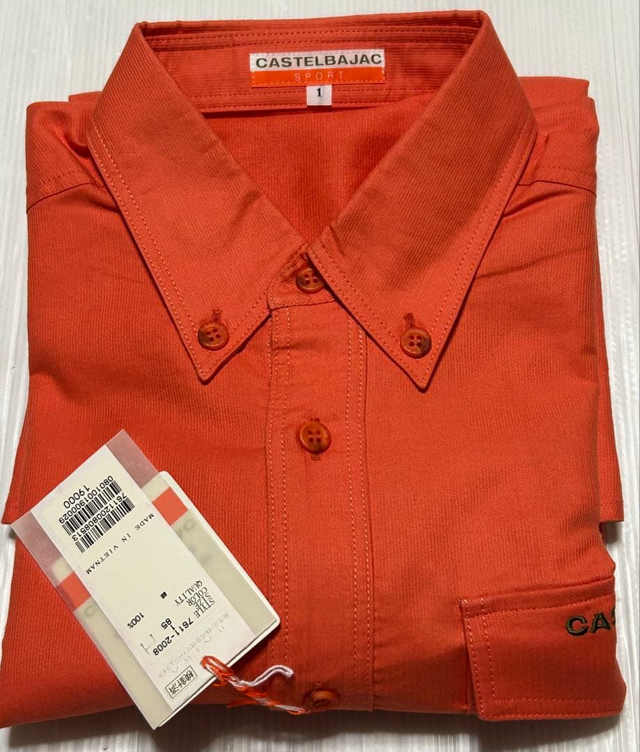新品CASTELBAJAC SPORT 半袖ボタンダウンシャツ　オレンジサイズ1