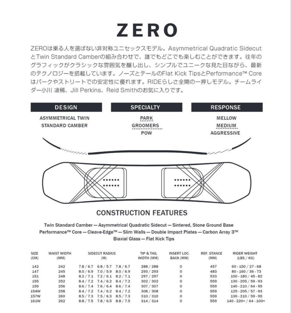 RIDE ZERO 151 ライド ゼロ 25-26モデル スノーボード