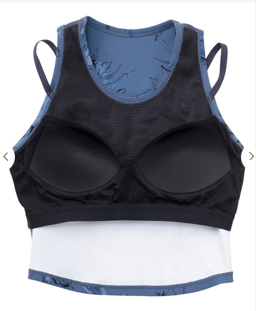 ★SUKALA★リブBigフラワープリントショートタンクスモークブルーM★新品
