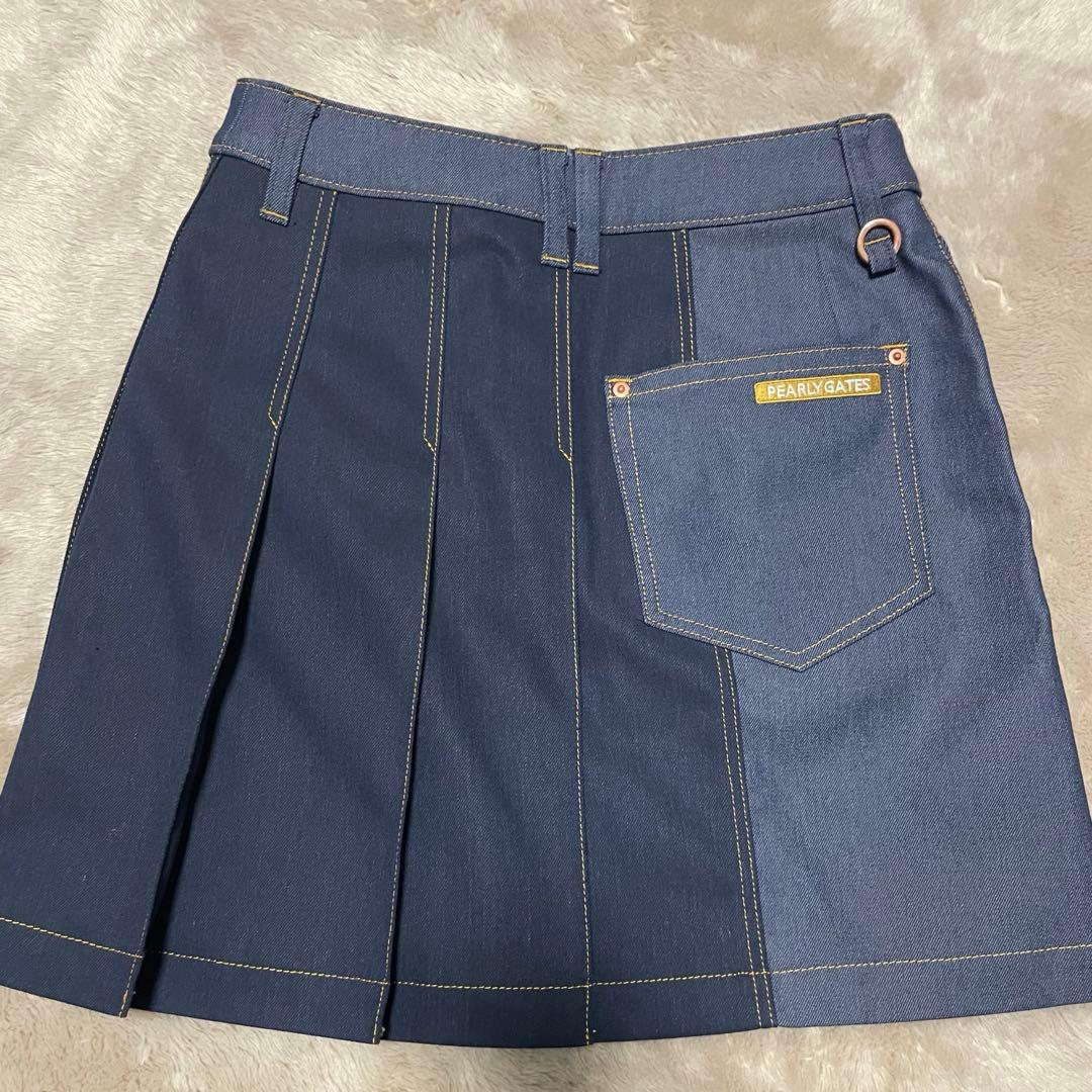 パーリーゲイツ デニム柄プリーツスカート