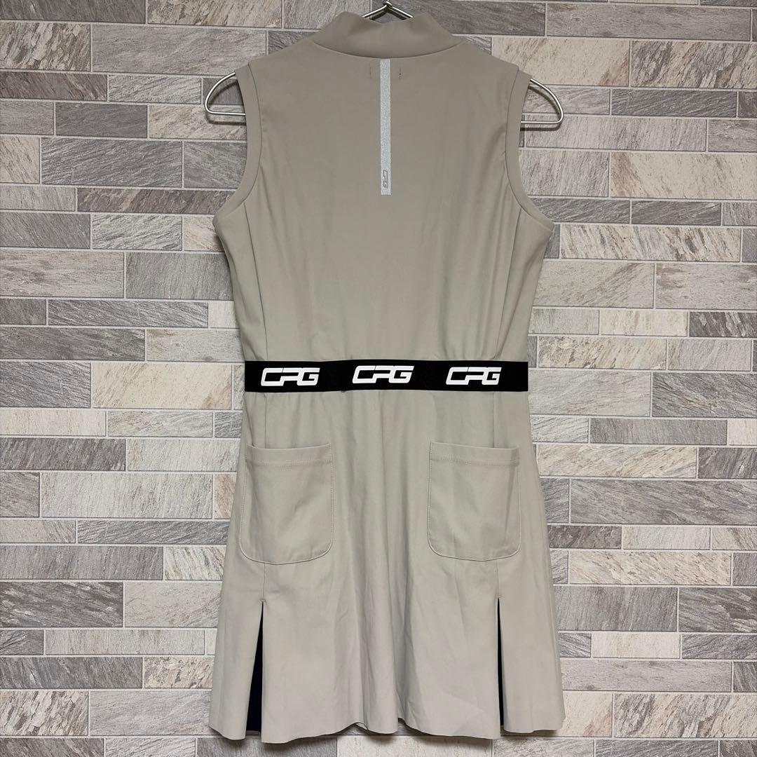 CPG GOLF ハーフジップスリーブレスワンピース ゴルフ ベージュ サイズ2
