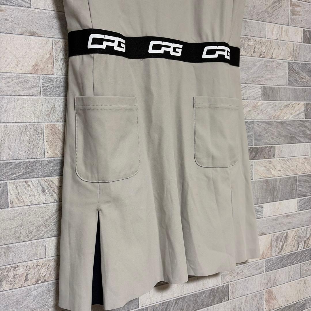 CPG GOLF ハーフジップスリーブレスワンピース ゴルフ ベージュ サイズ2