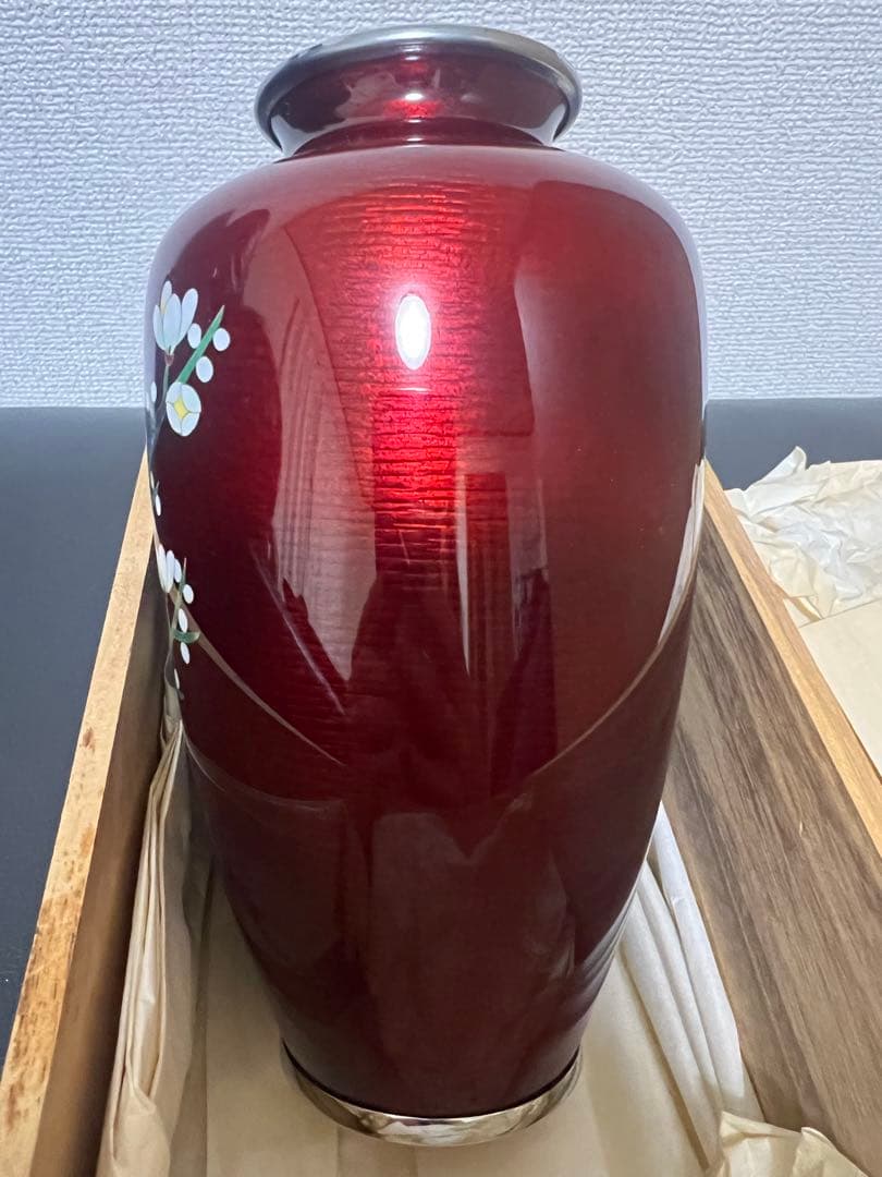 七宝花瓶(七寳花瓶)木箱付き 高さ18cm