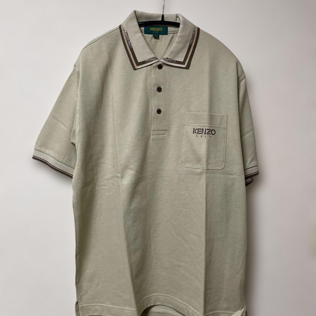 未使用 KENZO GOLF 半袖 ポロシャツ ベージュ 綿100% 日本製