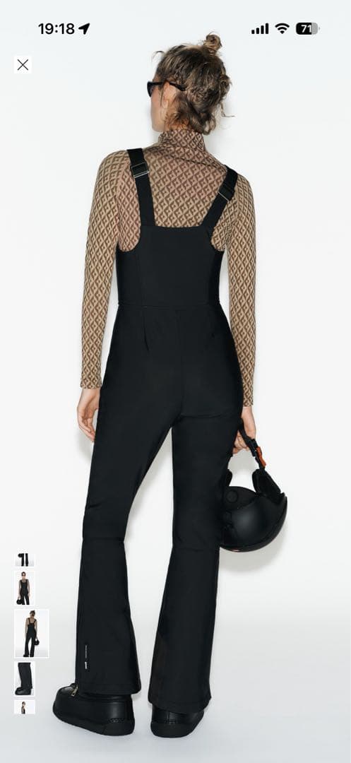 ZARA スキーウェア　黒　耐水　テクノロジー　ストレッチオーバーオール　スキー
