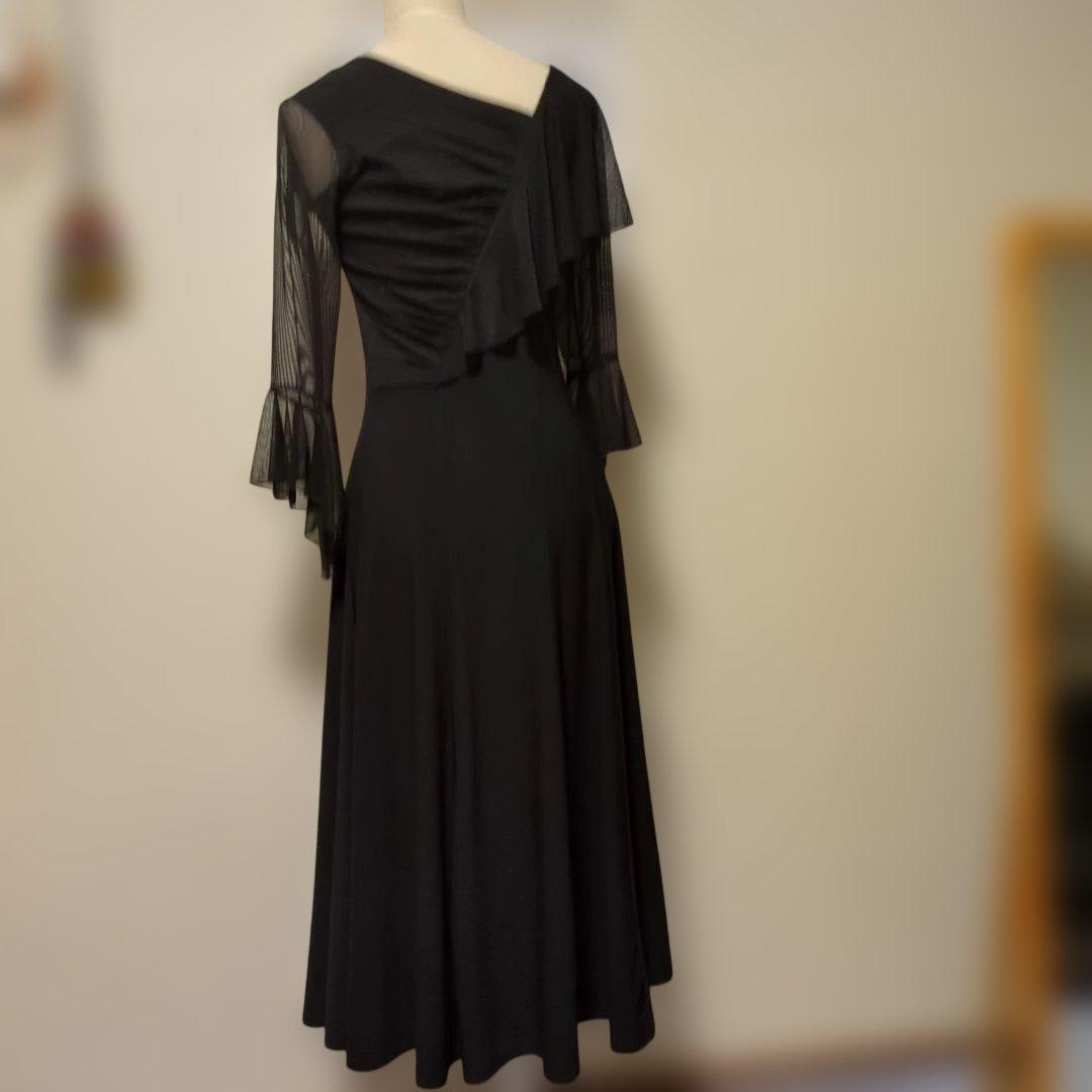 くまこ品 社交ダンス シンプルドレス黒 フォーマルでも