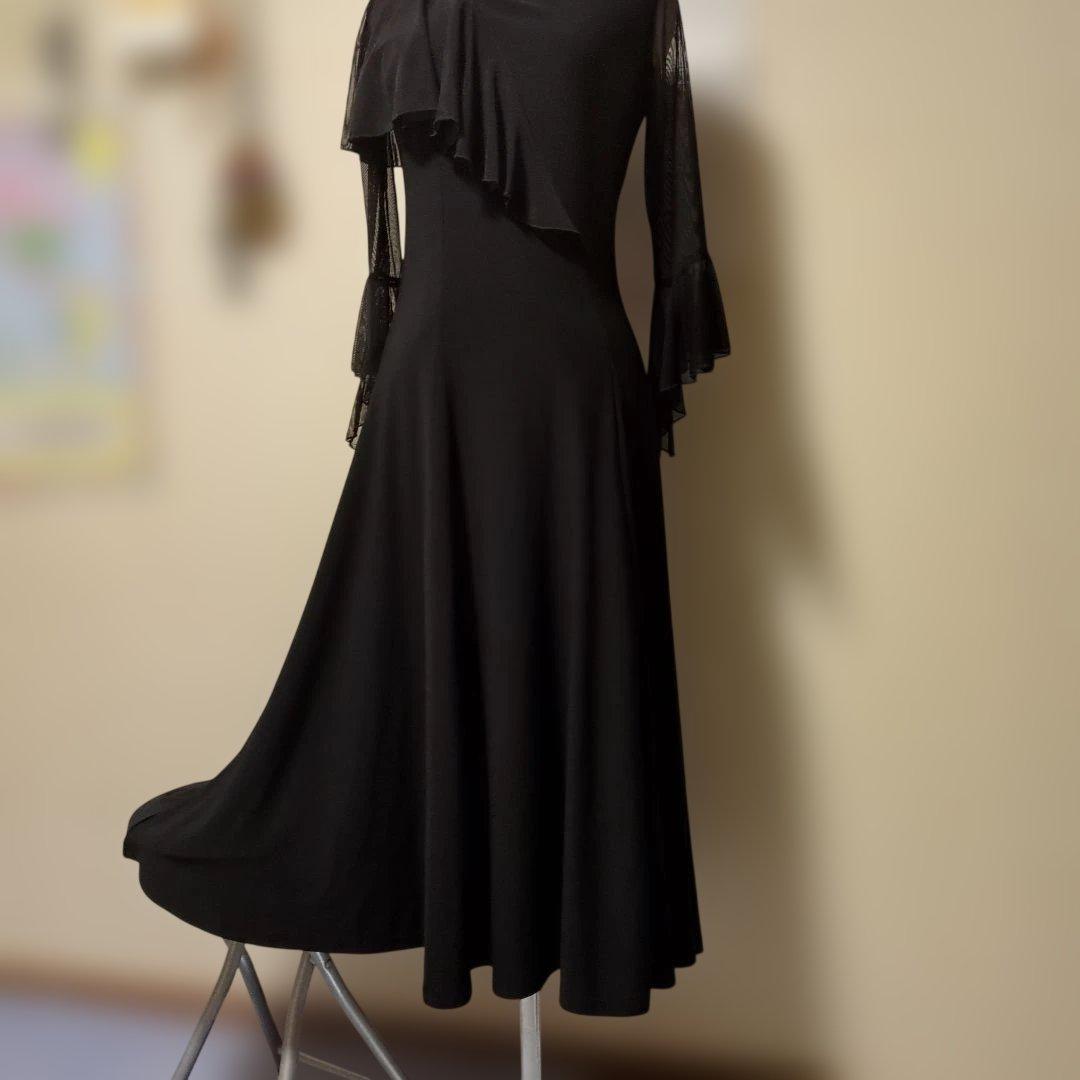 くまこ品 社交ダンス シンプルドレス黒 フォーマルでも