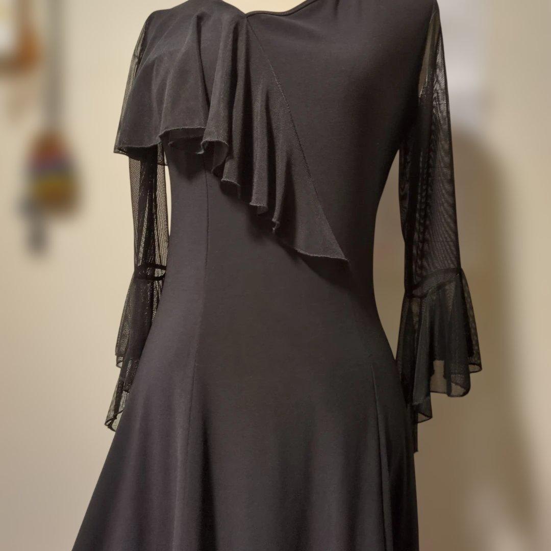 くまこ品 社交ダンス シンプルドレス黒 フォーマルでも