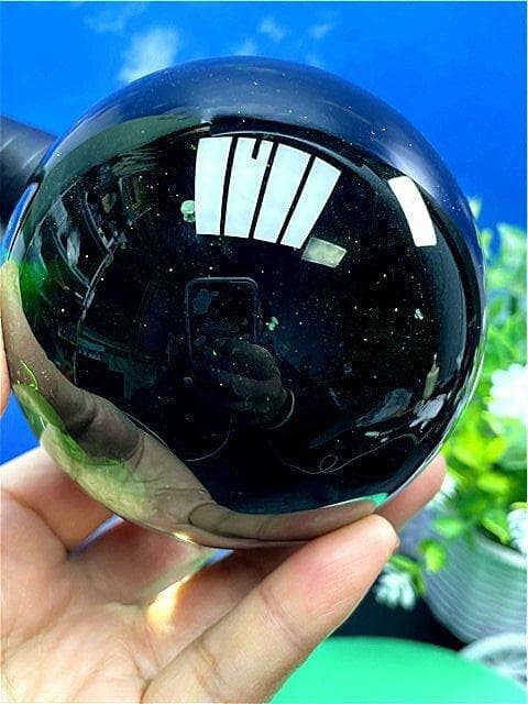 90mm 1010g 超綺麗★オブシディアン丸玉B89Z1/161Z02C