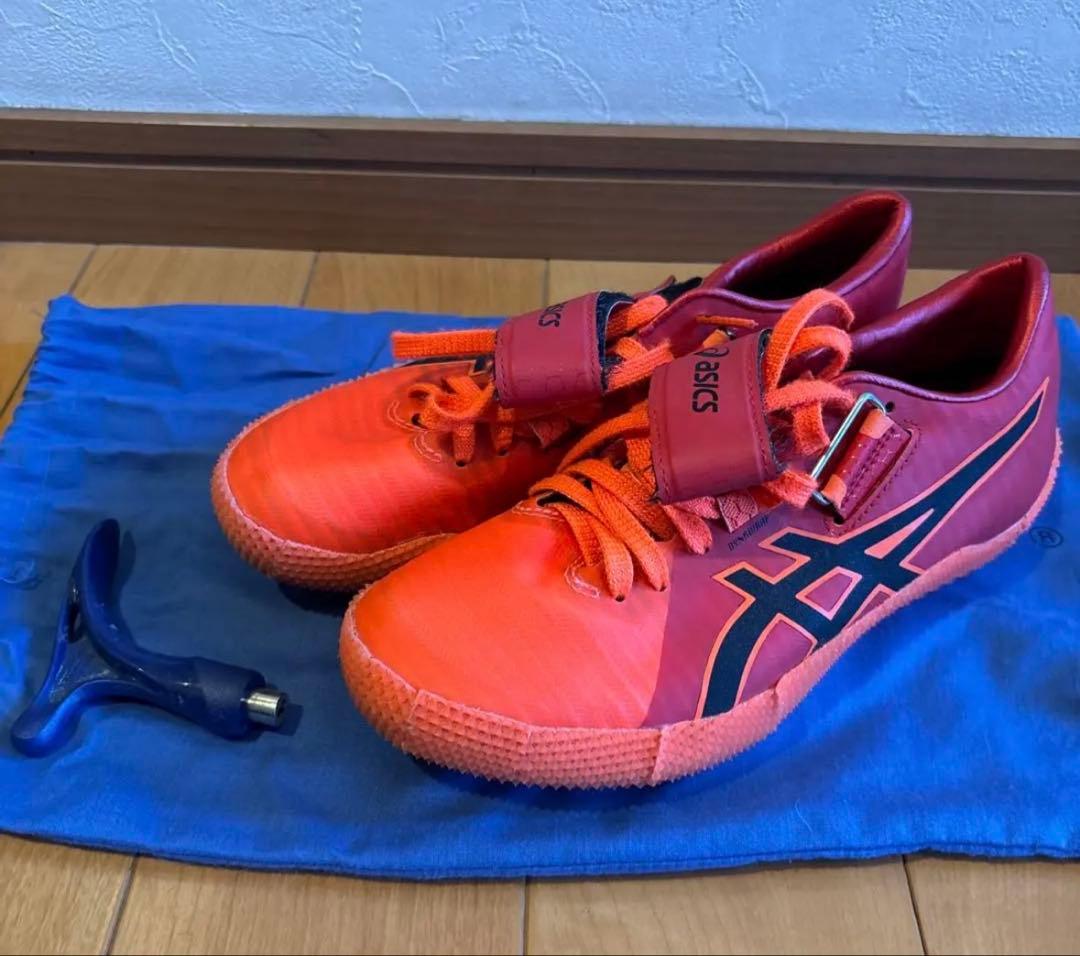 美品 アシックス スパイクシューズ 走高跳 ハイジャンプ 右足踏切 24.0