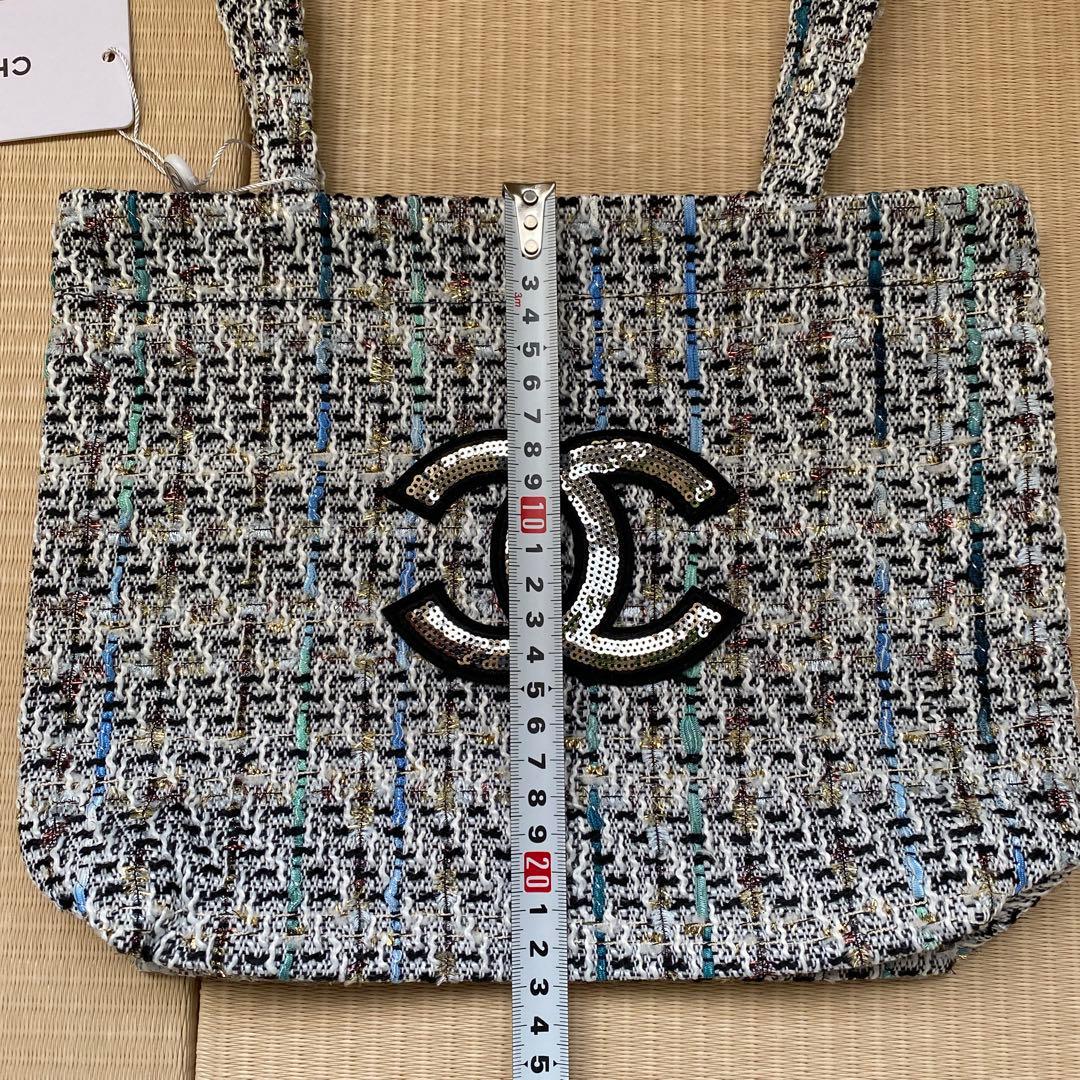 【未使用】シャネルノベルティ ツイード トートバッグ スパンコール ココマーク