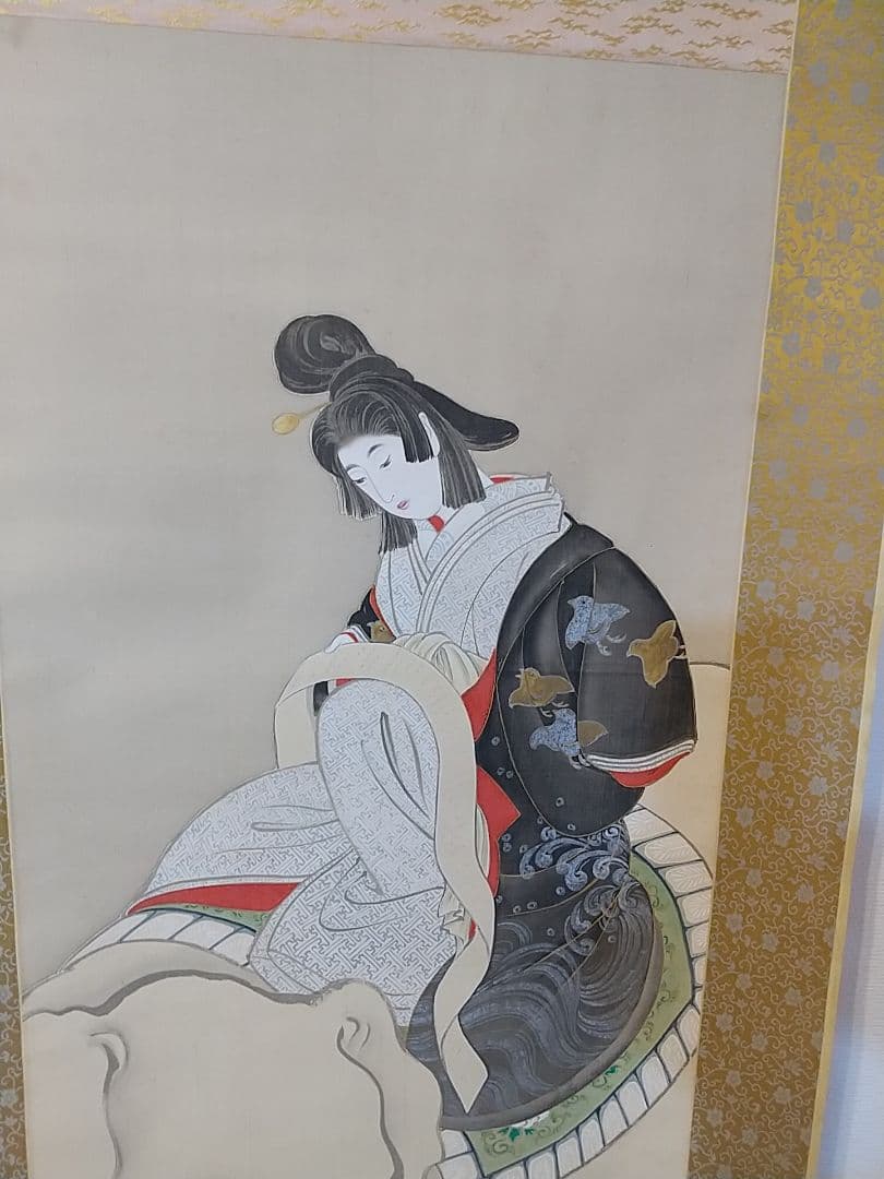 「江口の君」(普賢菩薩) 掛け軸 大幅