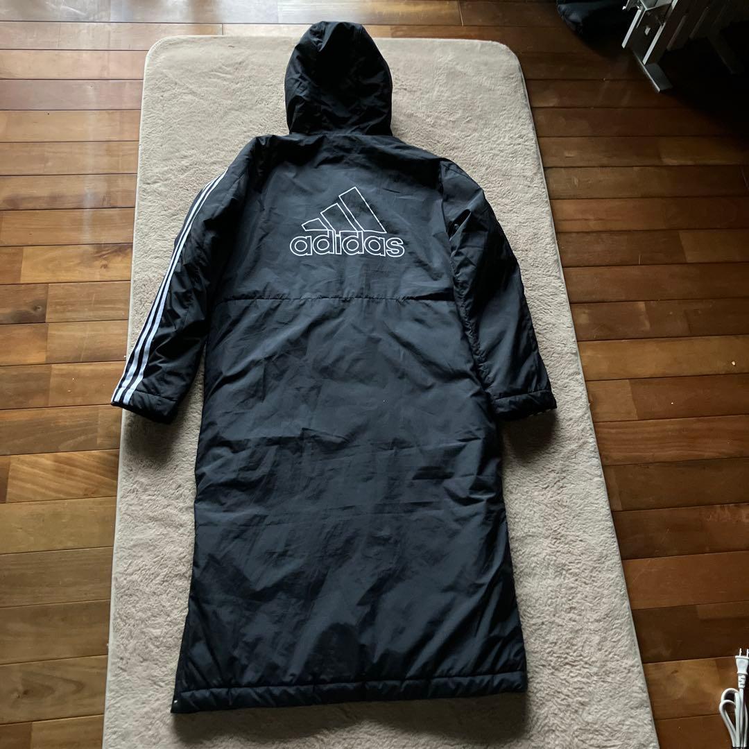 adidas 黒 ベンチコート フード付き