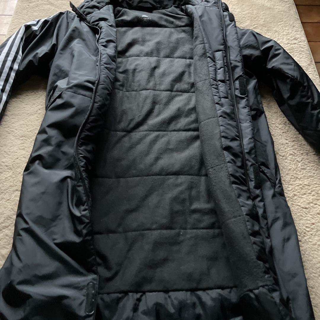 adidas 黒 ベンチコート フード付き