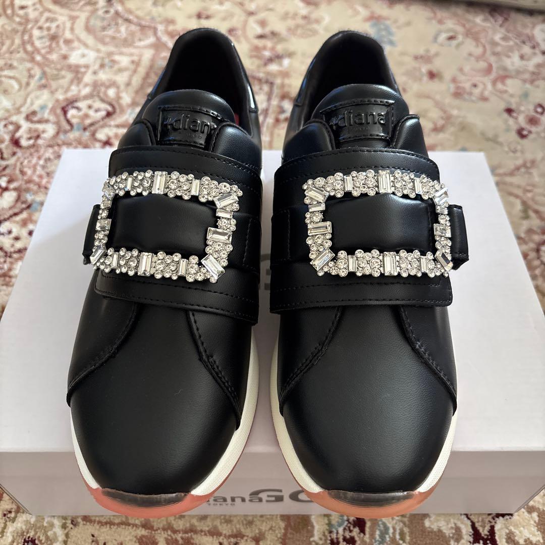 dianaGOLF ビジュー付きブラックスニーカー　23.5 新品