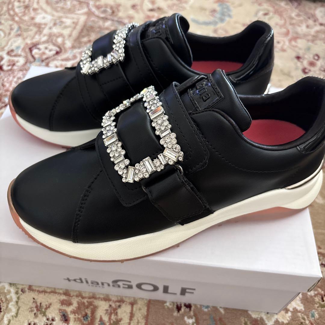 dianaGOLF ビジュー付きブラックスニーカー　23.5 新品