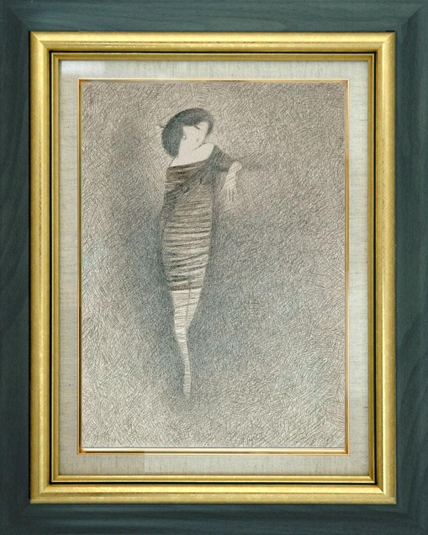 油絵 菅家令子 絵 絵画 インテリア 額付(黒) F3-010111 人物 女性