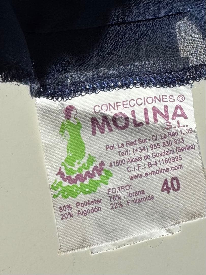 【フラメンコ衣装】ブラウス　MOLINAフリル付きネイビー長袖ブラウス