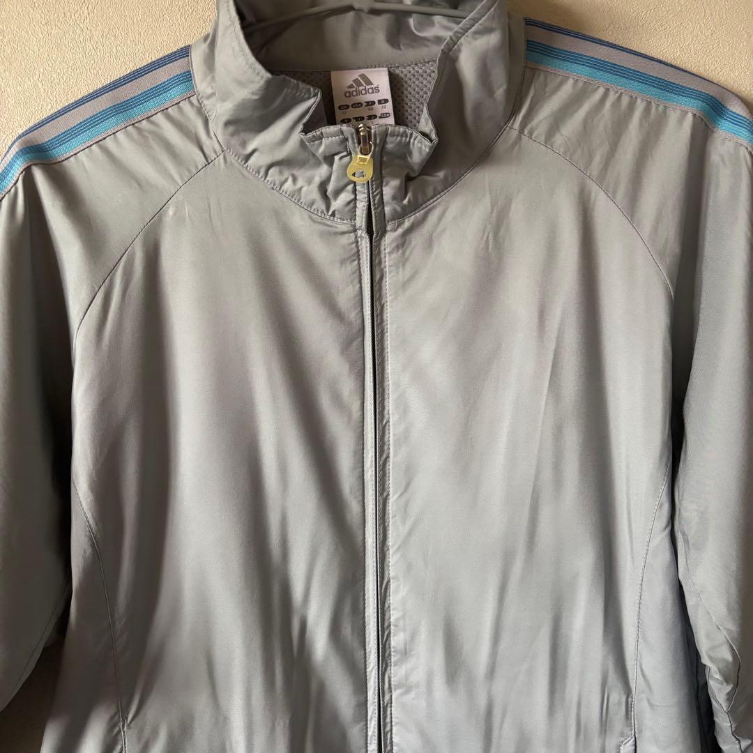 古着 adidas ジャージ上下セット ウィンドブレーカー グレー ブルー