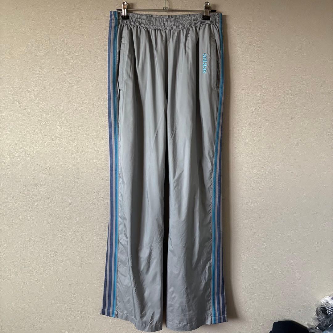 古着 adidas ジャージ上下セット ウィンドブレーカー グレー ブルー