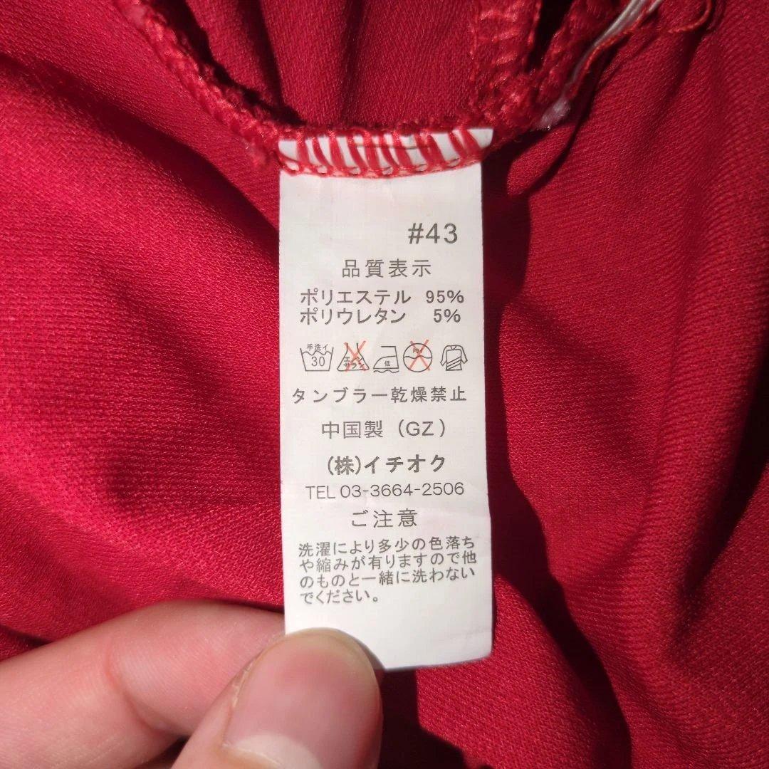 イチオク 社交ダンス 衣装　赤 チョーカー付き 長袖 ドレス　ローズモチーフ