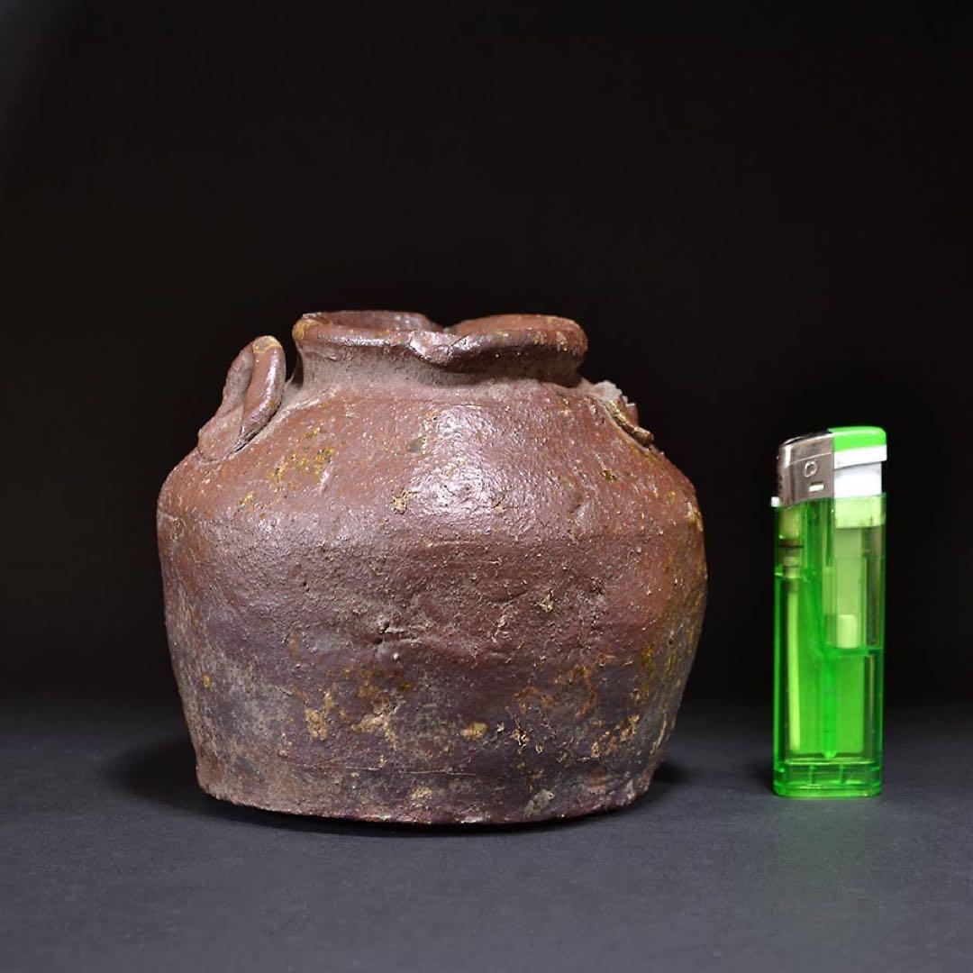 古越前 お歯黒壺 蹲 室町 桃山 花器 茶道 茶道具 茶花 華道 骨董 古美術