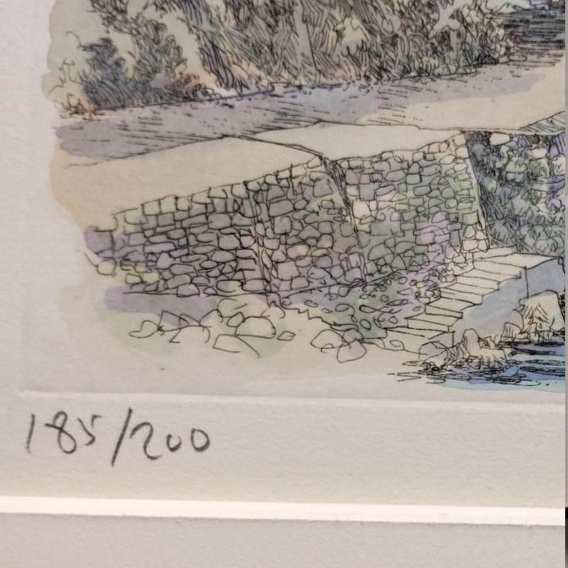 ☆織田義郎☆「Lakeside」銅版画+手彩 185/200