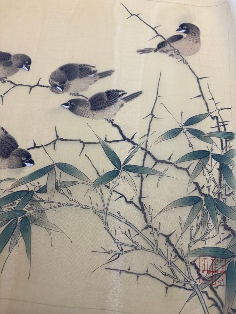 竹雀図　水墨画　肉筆絵画　宋画　模写