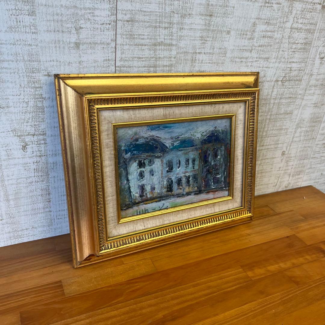 【アンティーク】額装 額縁 絵画 油彩画 風景画 建物 パリの風景 オブジェ