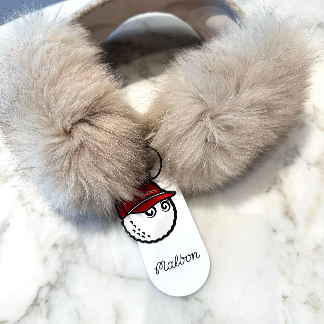 【未使用】MALBON GOLF マルボン ゴルフ サンバイザー ニット ファー