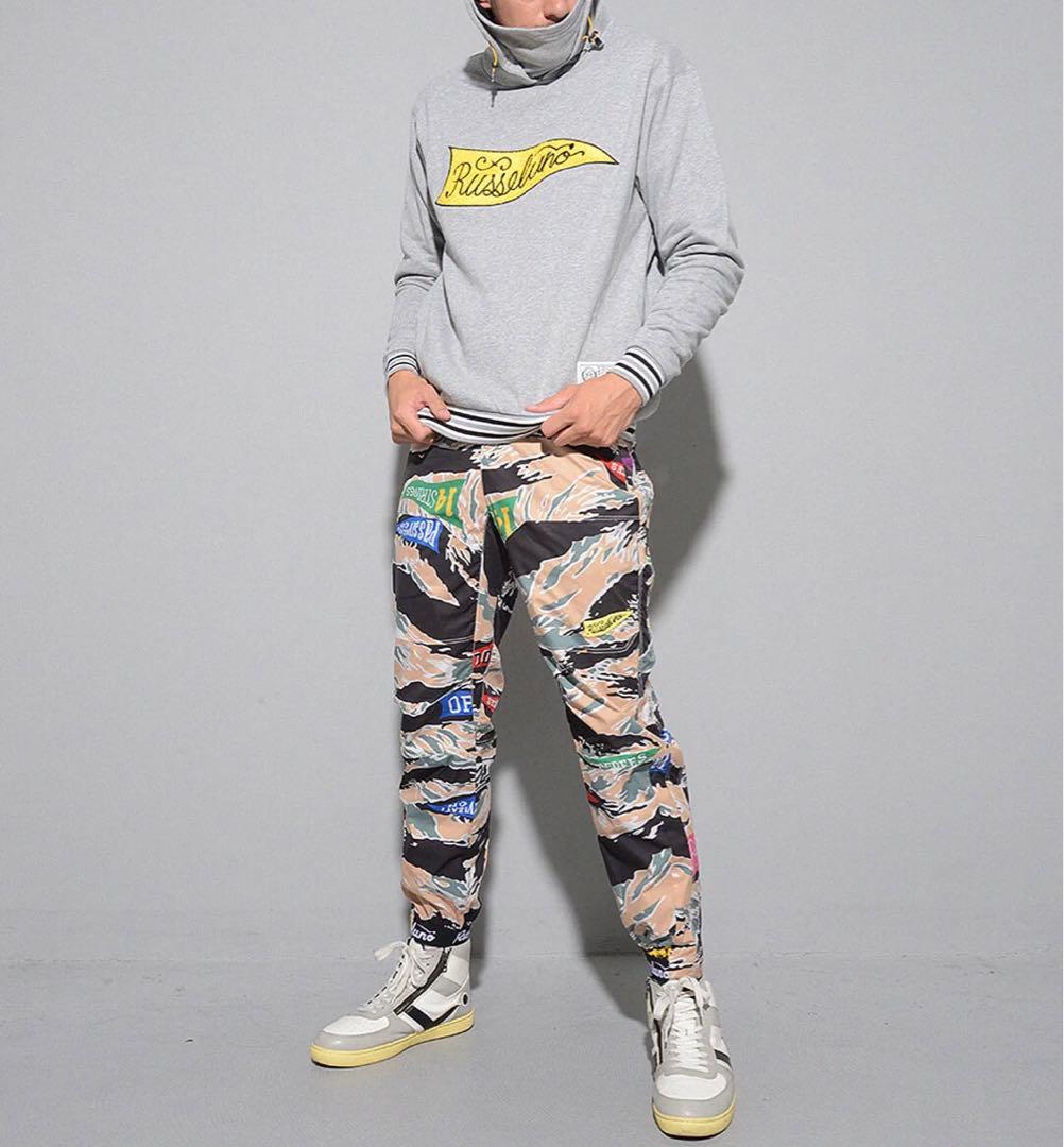 新品 ラッセルノ ゴルフ ウィンドストップ パターン ロングパンツ カモ L 5