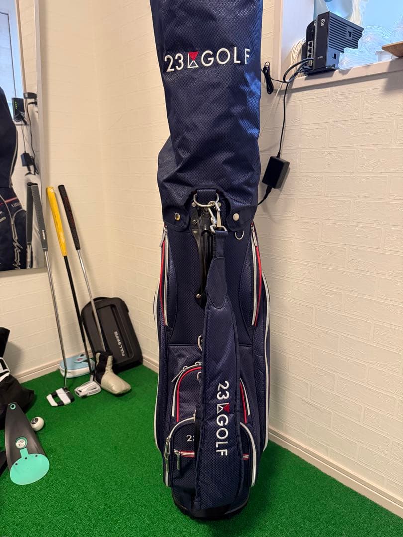 (美品)23GOLF ネイビー ゴルフキャディバッグ　ヘッドカバー付き