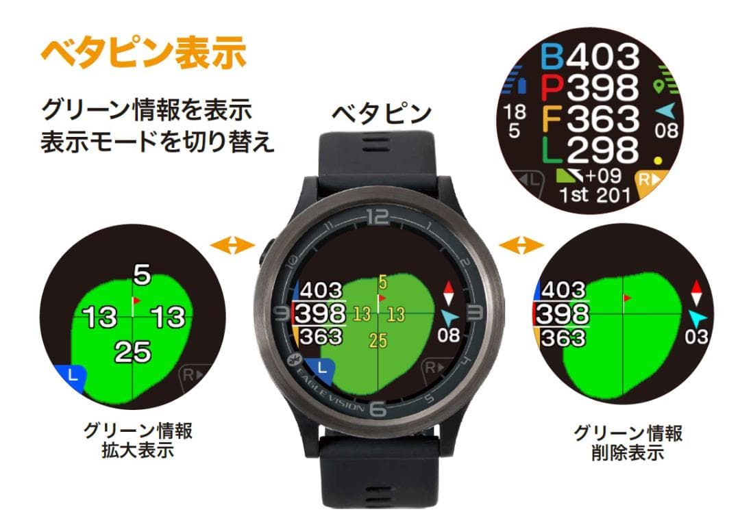 EAGLE VISION watch ACE PRO/朝日ゴルフ用品/ブラック