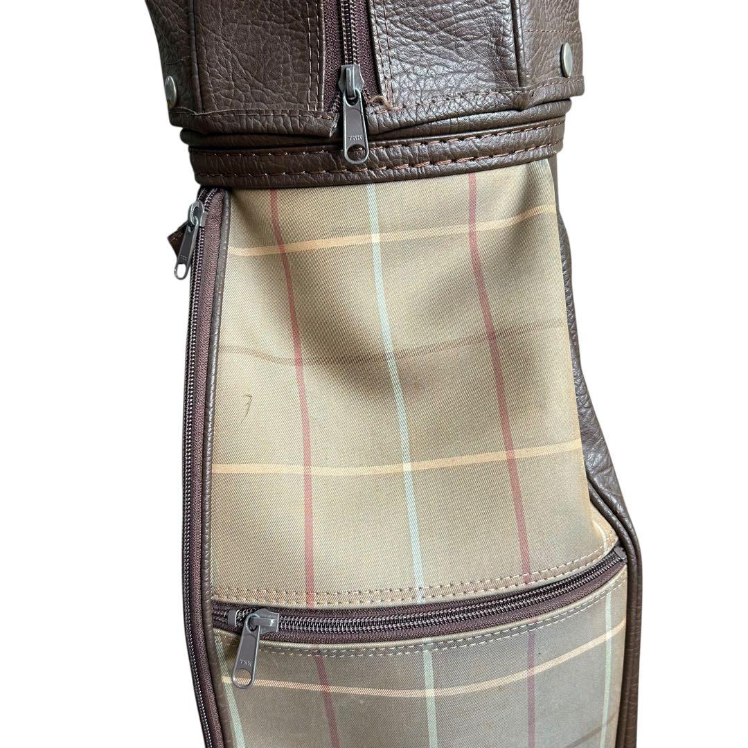 BURBERRY　バーバリー　キャディバッグ　ゴルフバッグ　チェック柄　レザー