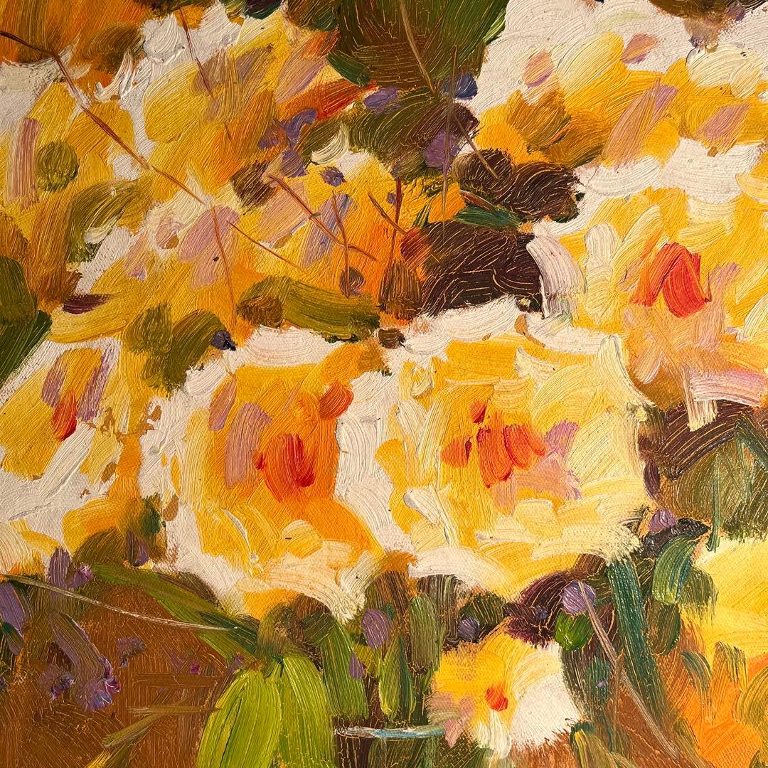 ★特大★ 手書き油絵 花瓶の花 肉筆絵画 インテリア 油彩画